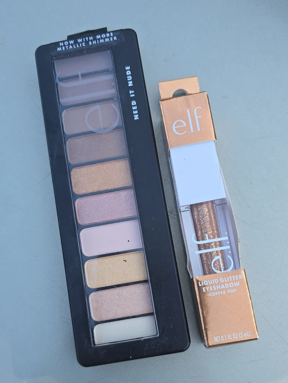 e.l.f. Need It Nude Eyeshadow Palette + Copper Pop Liquid Glitter Gel Shadow Eye